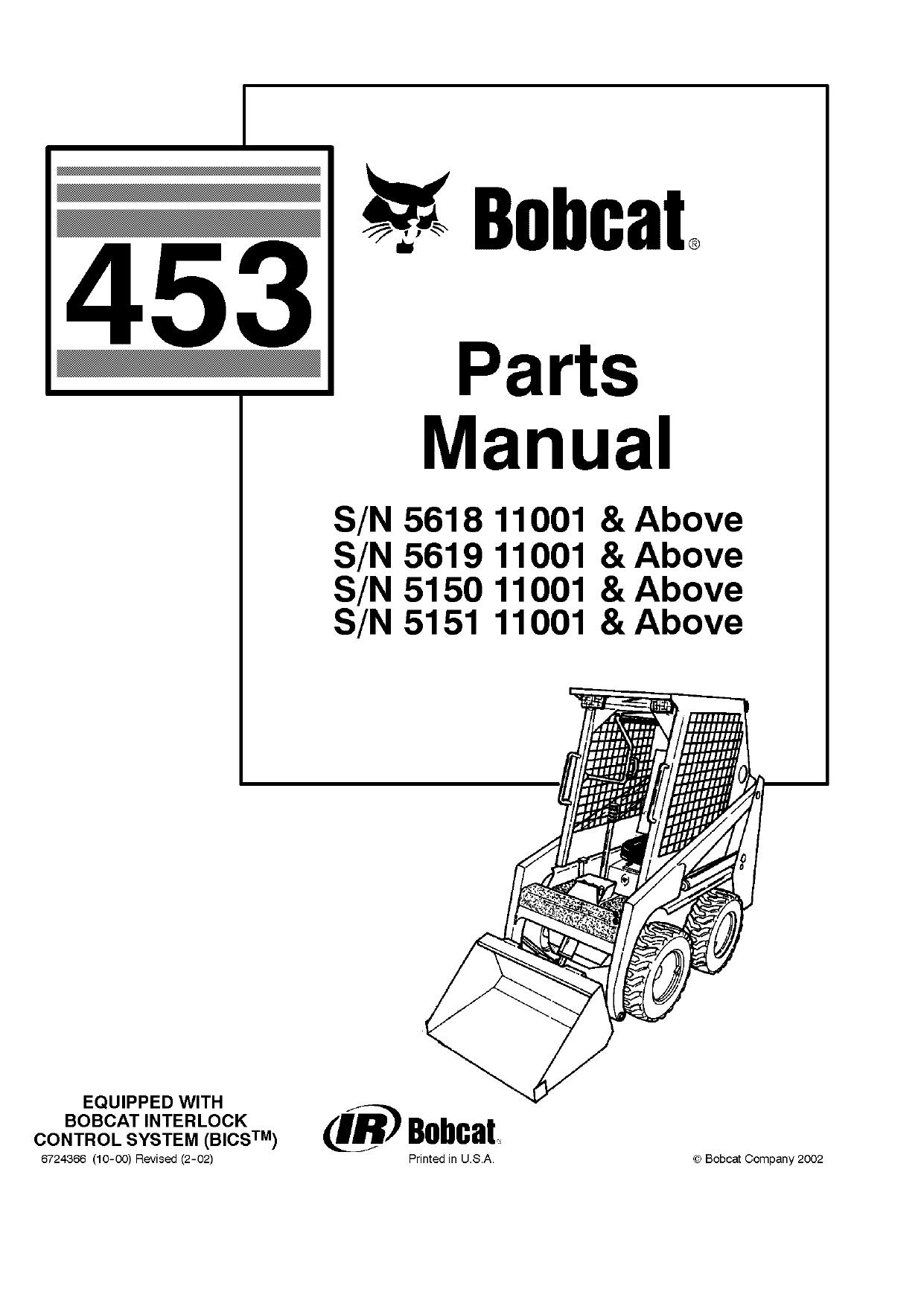453 F Skid Steer Loader parts manual Bobcat